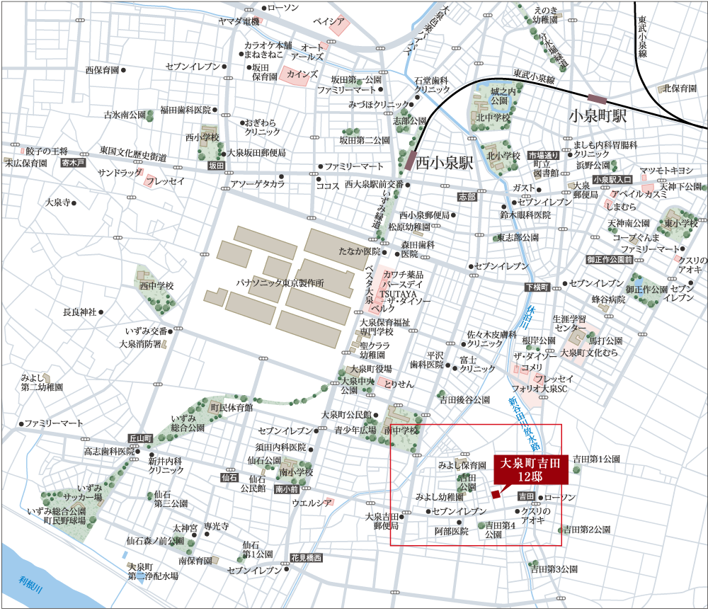 大泉町吉田 12邸　周辺地図